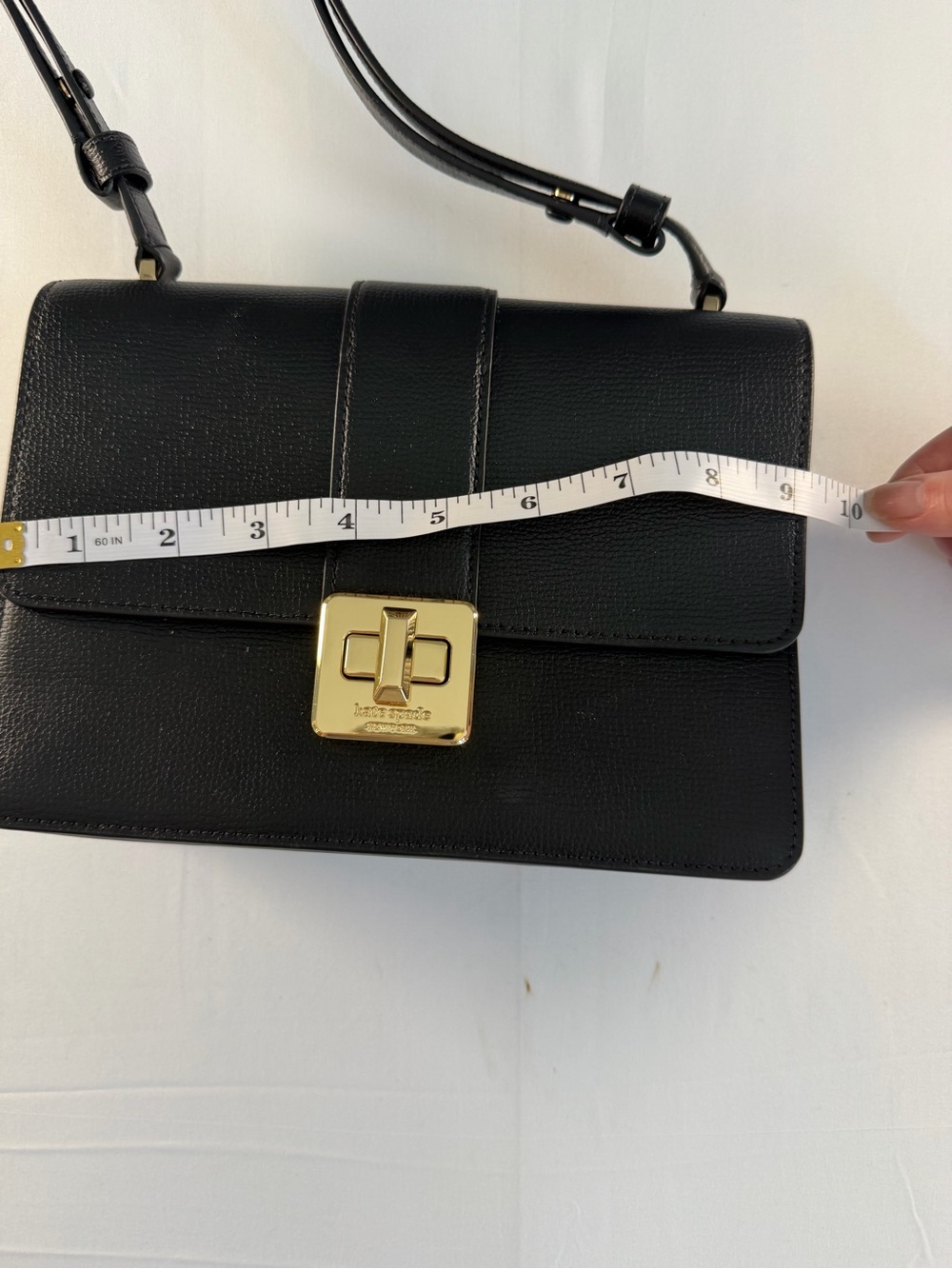Kate Spade Phoebe turn lock Black Leather Shoulder Bag with Gold Hardware - Picture 14 of 16